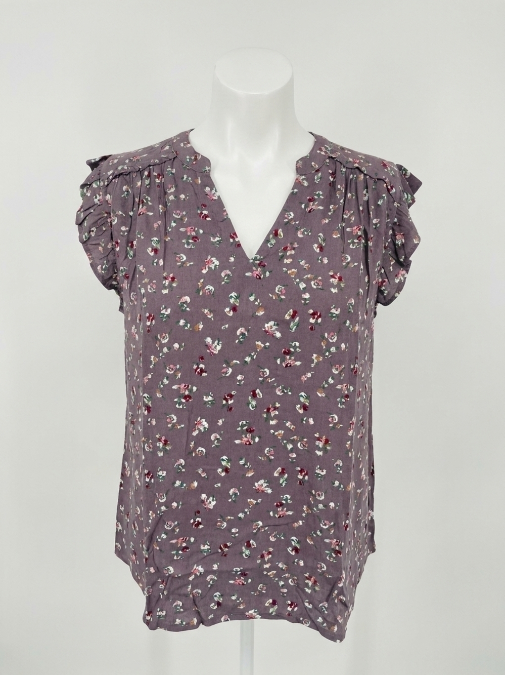 NEW KORI floral frill collar top in purple